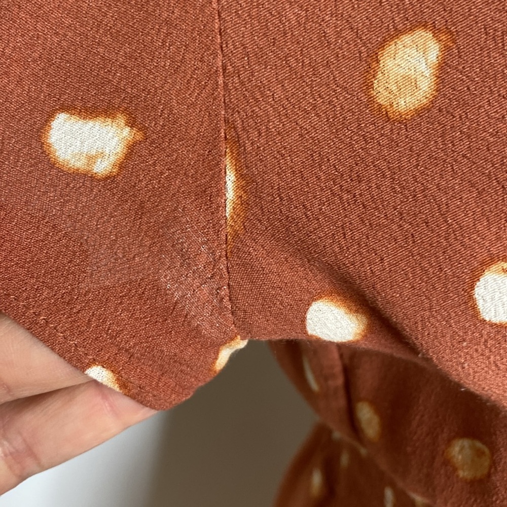 Aritzia Polka Dot Rust Dress - Picture 6 of 7